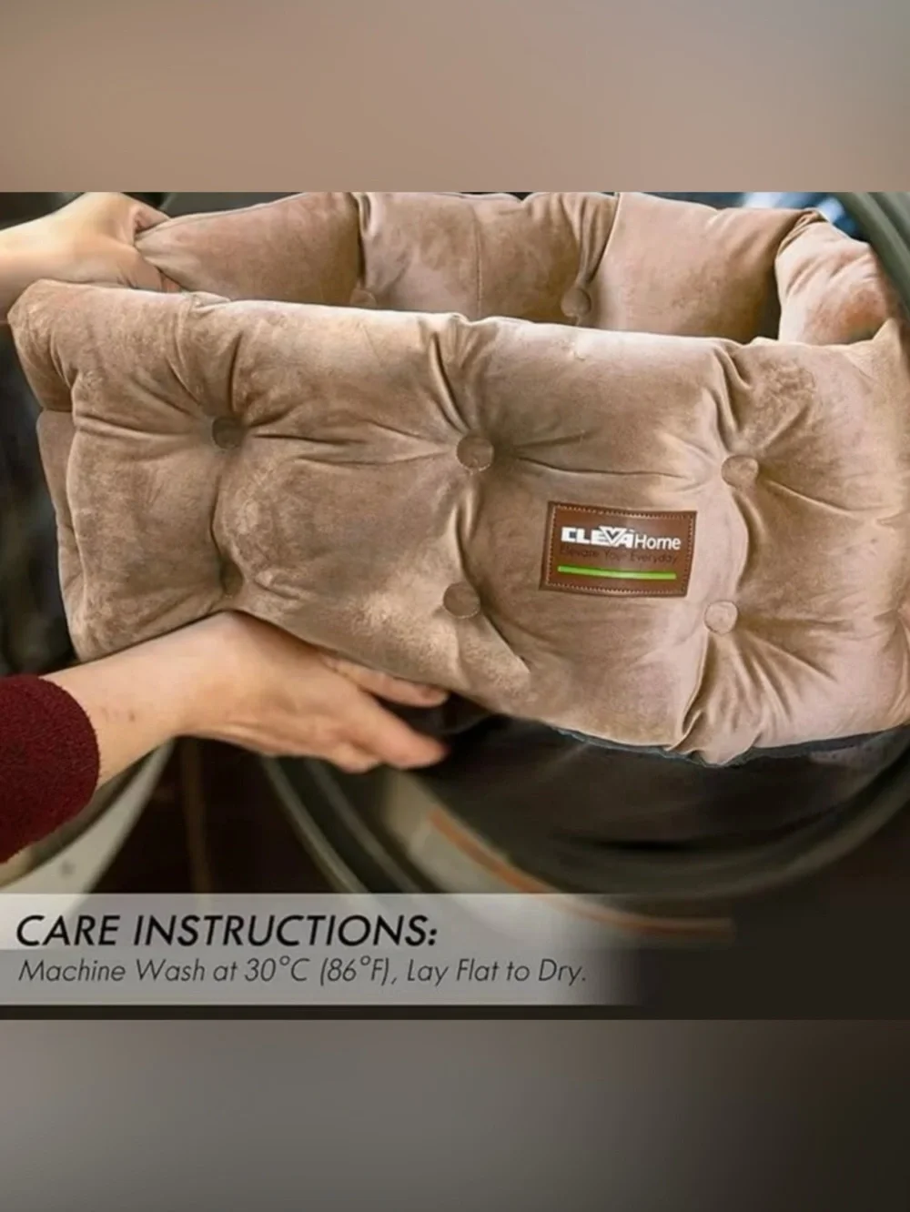 🟤 ClevaHome Beige Plush Cat Bed - Cozy Round Pet Nest
